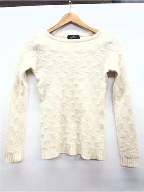 Pure Cashmere Crewneck Cream Cable Knit Sweater